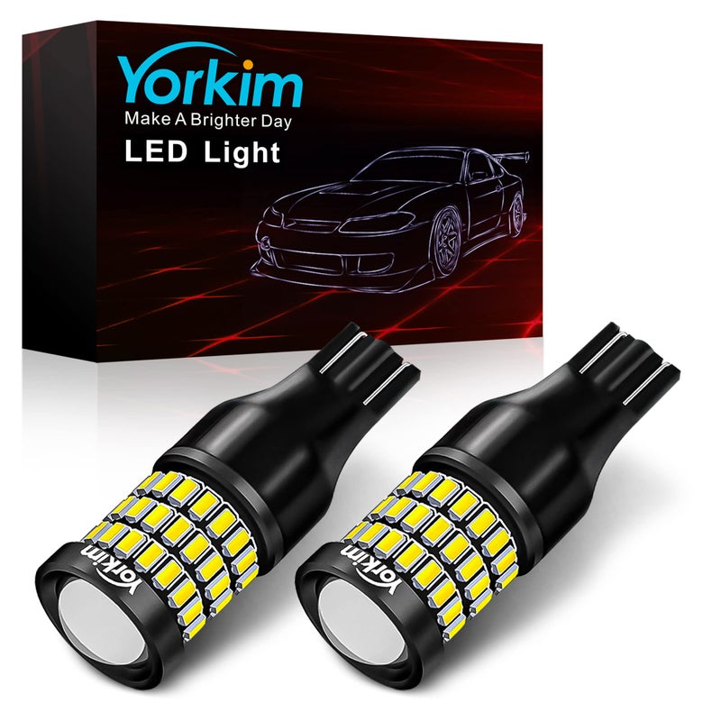 Yorkim 921 LED Bulb 912 Led Reverse Light Super Bright 3014 3030 58-SMD Chipsets Error Free, 921 led backup lights T15 LED Bulb 906 904 902 W16W 921 912 Reverse Lights, 6500K White, Pack of 2 - Image 1
